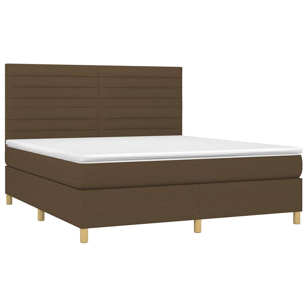 Sommier à lattes de lit matelas et LED Marron foncé 180x200 cm