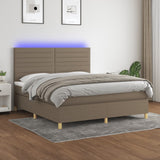 Sommier à lattes de lit et matelas et LED Taupe 180x200cm Tissu