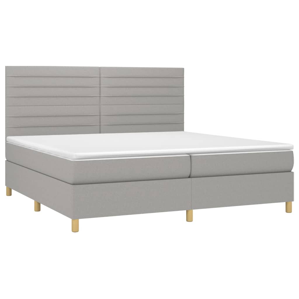 Sommier à lattes de lit matelas et LED Gris clair 200x200 cm