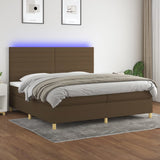 Sommier à lattes de lit matelas et LED Marron foncé 200x200 cm