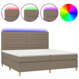 Sommier à lattes de lit et matelas et LED Taupe 200x200cm Tissu