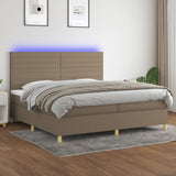 Sommier à lattes de lit et matelas et LED Taupe 200x200cm Tissu