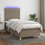 Sommier à lattes de lit et matelas et LED Taupe 80x200cm Tissu