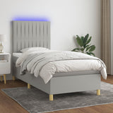 Sommier à lattes de lit matelas LED Gris clair 100x200 cm Tissu