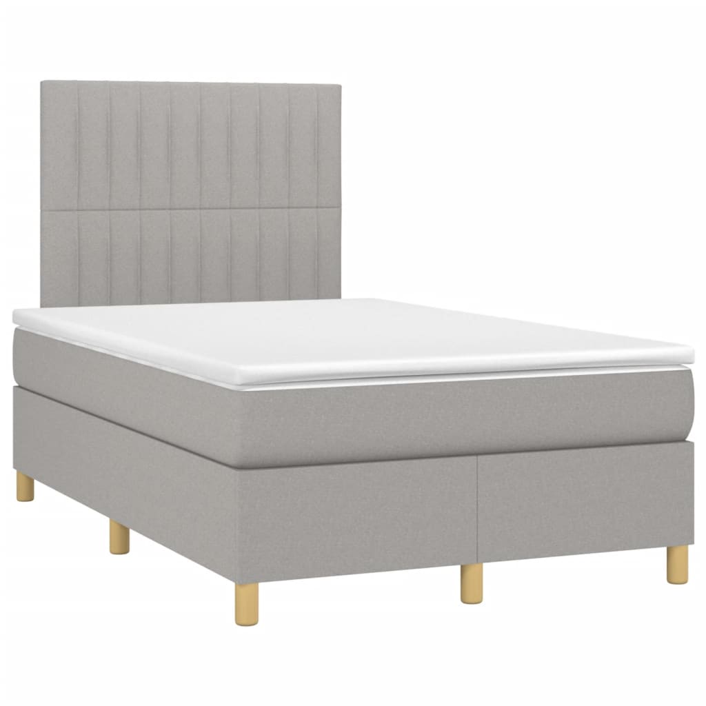 Sommier à lattes de lit matelas LED Gris clair 120x200 cm Tissu