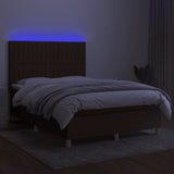 Sommier à lattes de lit matelas et LED Marron foncé 140x190 cm