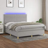 Sommier à lattes de lit matelas et LED Gris clair 160x200 cm