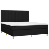 Sommier à lattes de lit et matelas et LED Noir 160x200 cm Tissu