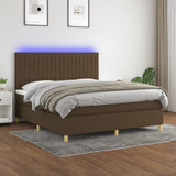 Sommier à lattes de lit matelas et LED Marron foncé 180x200cm