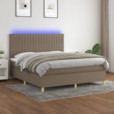 Sommier à lattes de lit et matelas et LED Taupe 180x200cm Tissu