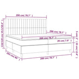 Sommier à lattes de lit matelas et LED Gris clair 200x200 cm