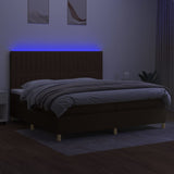 Sommier à lattes de lit matelas et LED Marron foncé 200x200 cm