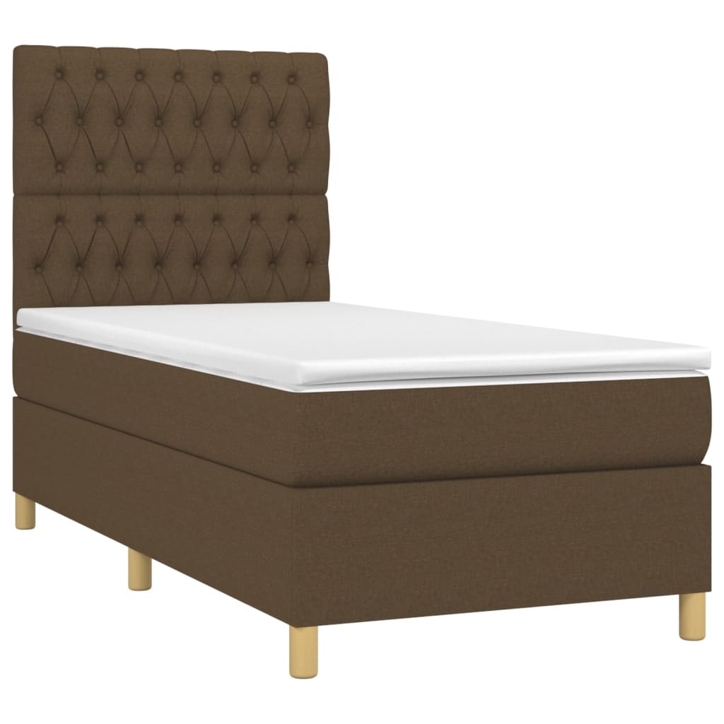 Sommier à lattes de lit et matelas et LED Marron foncé 90x190cm