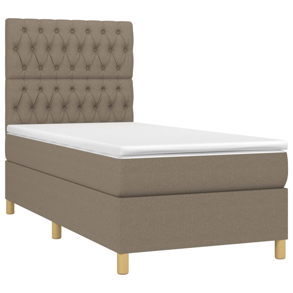 Sommier à lattes de lit et matelas et LED Taupe 90x190 cm Tissu