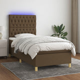 Sommier à lattes de lit matelas et LED Marron foncé 100x200 cm