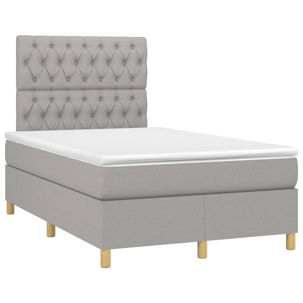 Sommier à lattes de lit matelas et LED Gris clair 120x200 cm