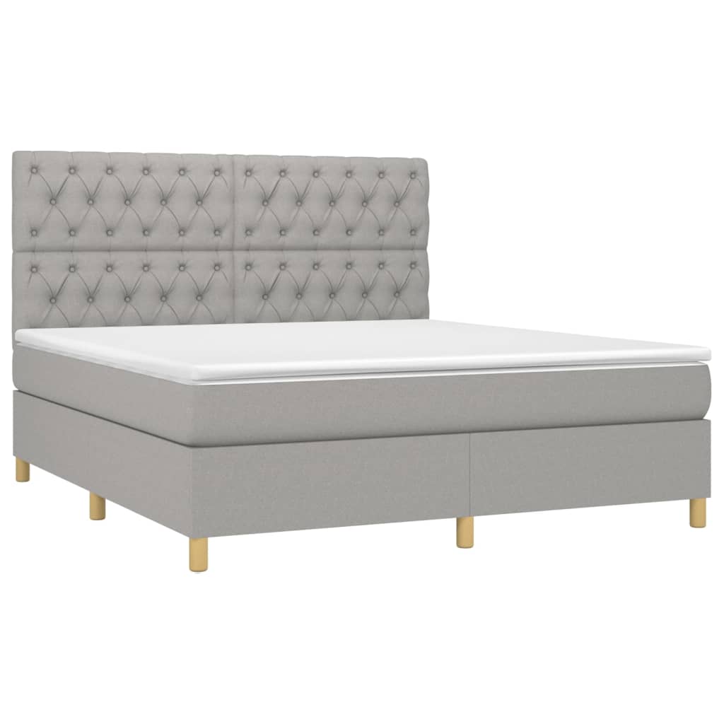 Sommier à lattes de lit matelas et LED Gris clair 160x200 cm