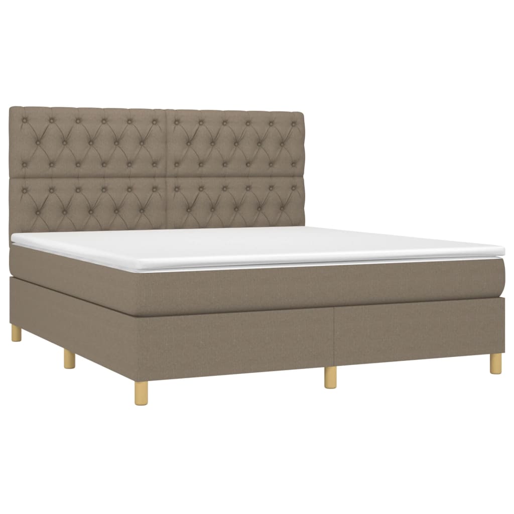 Sommier à lattes de lit et matelas et LED Taupe 160x200cm Tissu