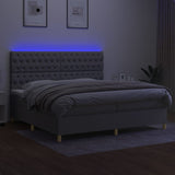 Sommier à lattes de lit matelas et LED Gris clair 200x200 cm