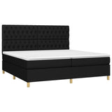 Sommier à lattes de lit et matelas et LED Noir 200x200 cm Tissu