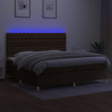 Sommier à lattes de lit matelas et LED Marron foncé 200x200 cm