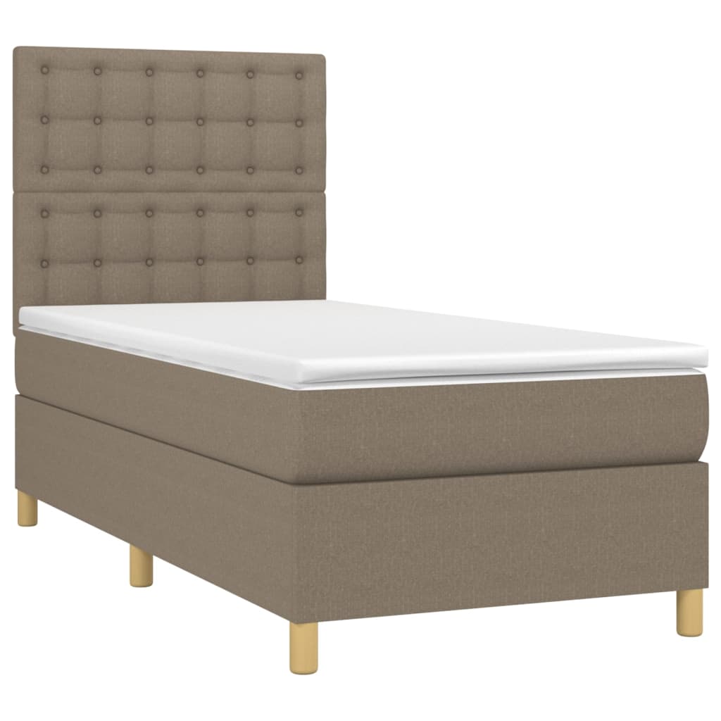 Sommier à lattes de lit et matelas et LED Taupe 80x200cm Tissu