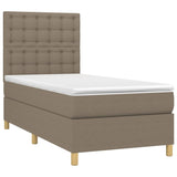 Sommier à lattes de lit et matelas et LED Taupe 80x200cm Tissu