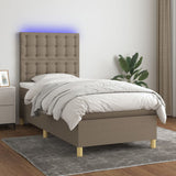 Sommier à lattes de lit et matelas et LED Taupe 80x200cm Tissu