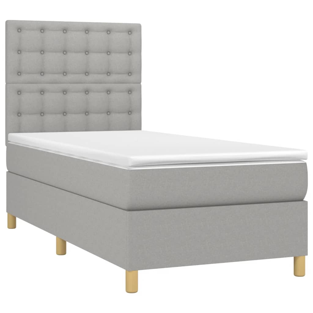 Sommier à lattes de lit matelas et LED Gris clair 100x200 cm