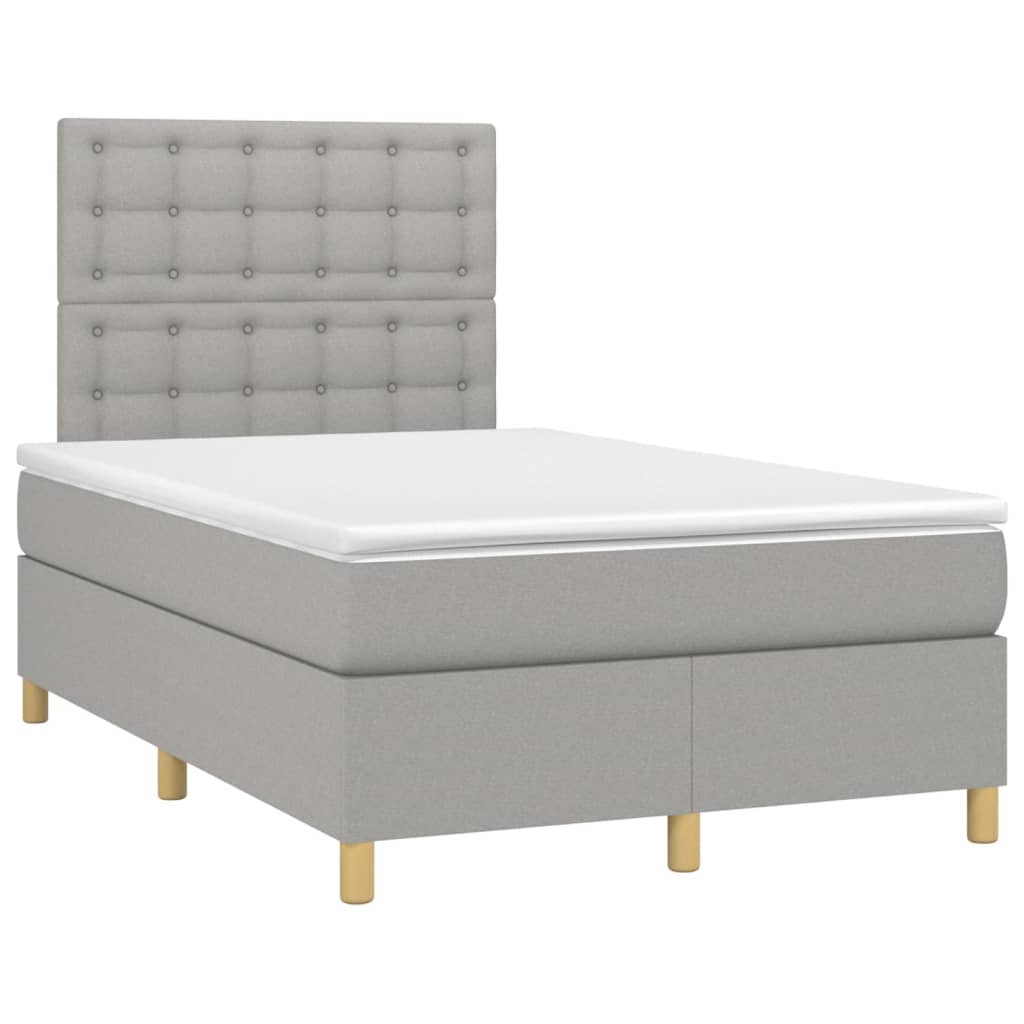 Sommier à lattes de lit matelas et LED Gris clair 120x200 cm