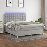 Sommier à lattes de lit matelas et LED Gris clair 160x200 cm