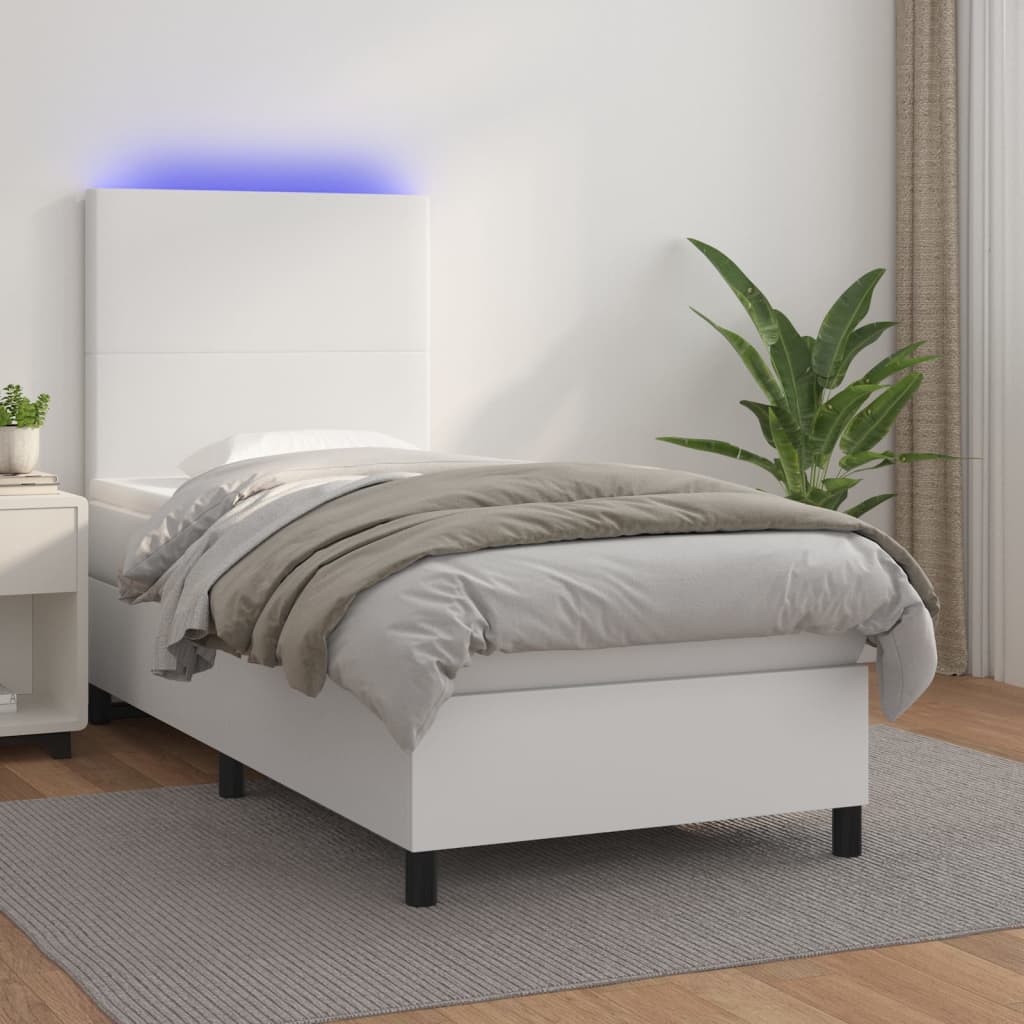 Sommier à lattes de lit avec matelas et LED Blanc 80x200 cm