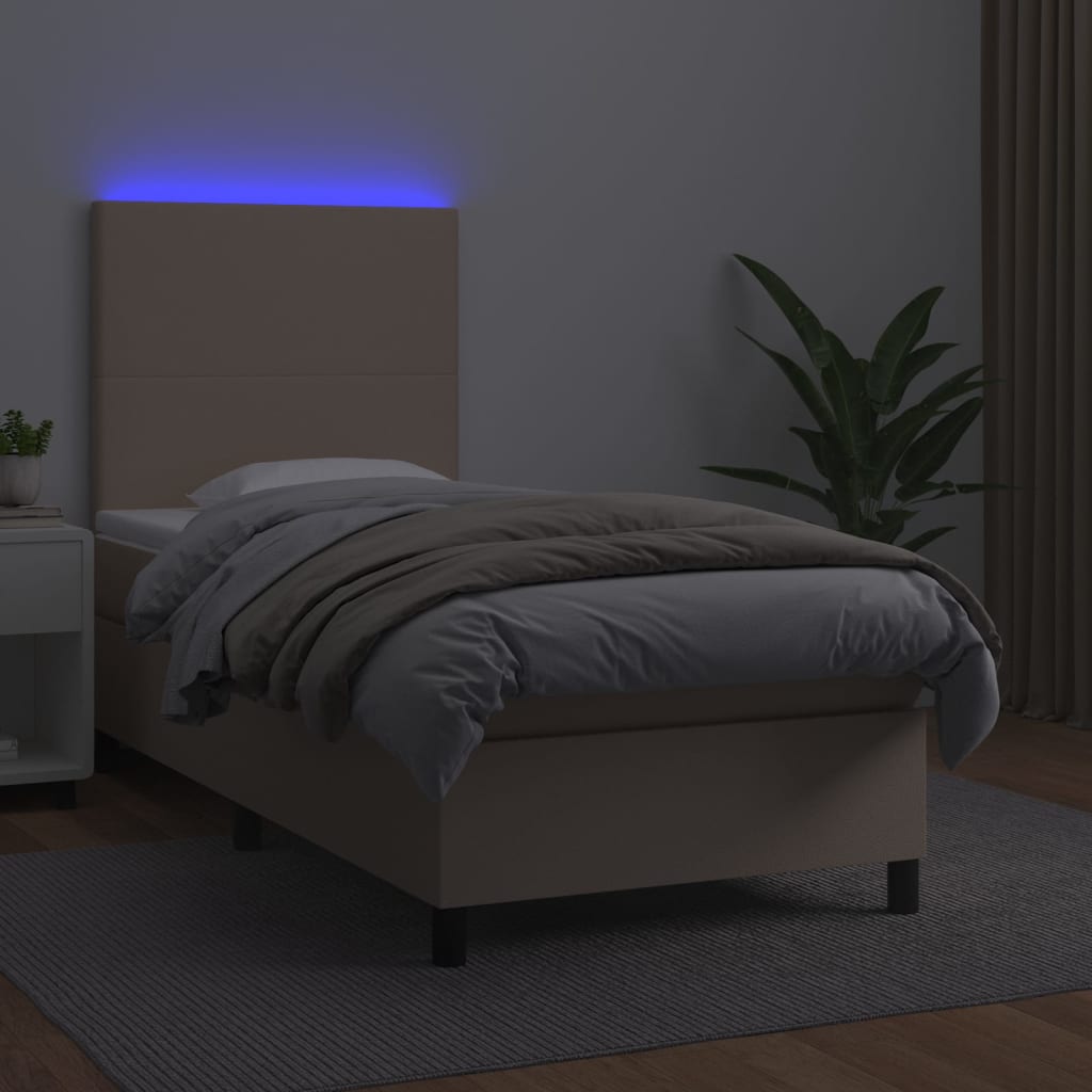 Sommier à lattes de lit avec matelas et LED Cappuccino 80x200cm