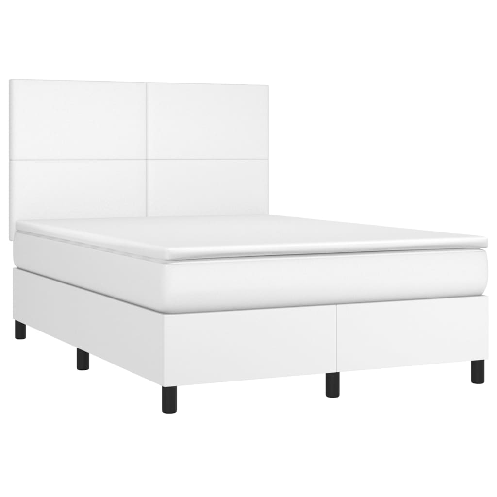 Sommier à lattes de lit avec matelas et LED Blanc 140x190 cm