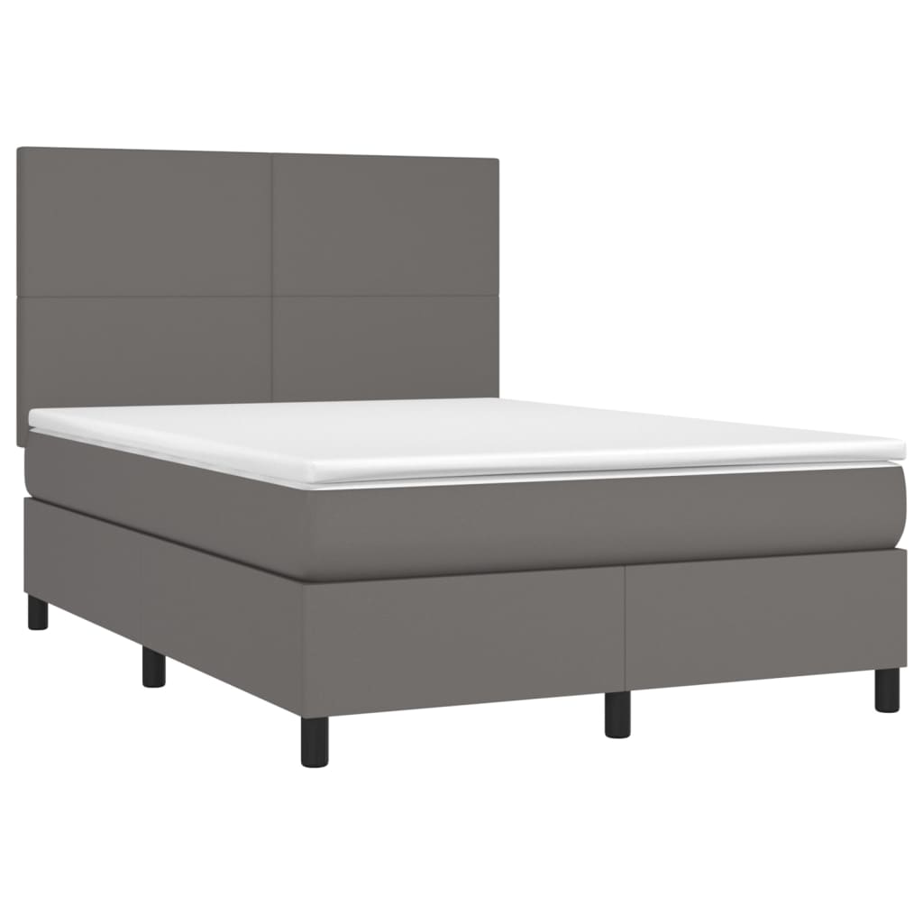 Sommier à lattes de lit avec matelas et LED Gris 140x190 cm