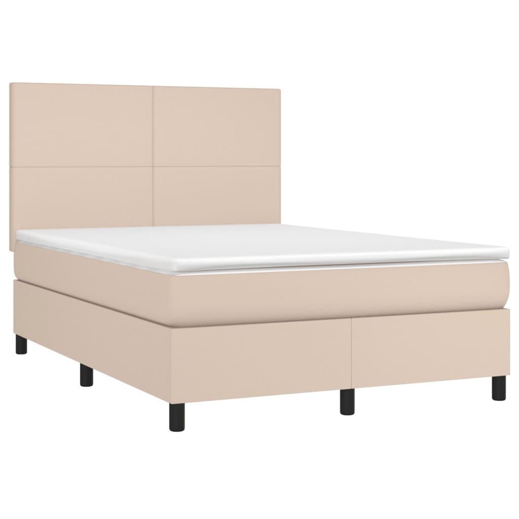 Sommier à lattes de lit avec matelas LED Cappuccino 140x190 cm