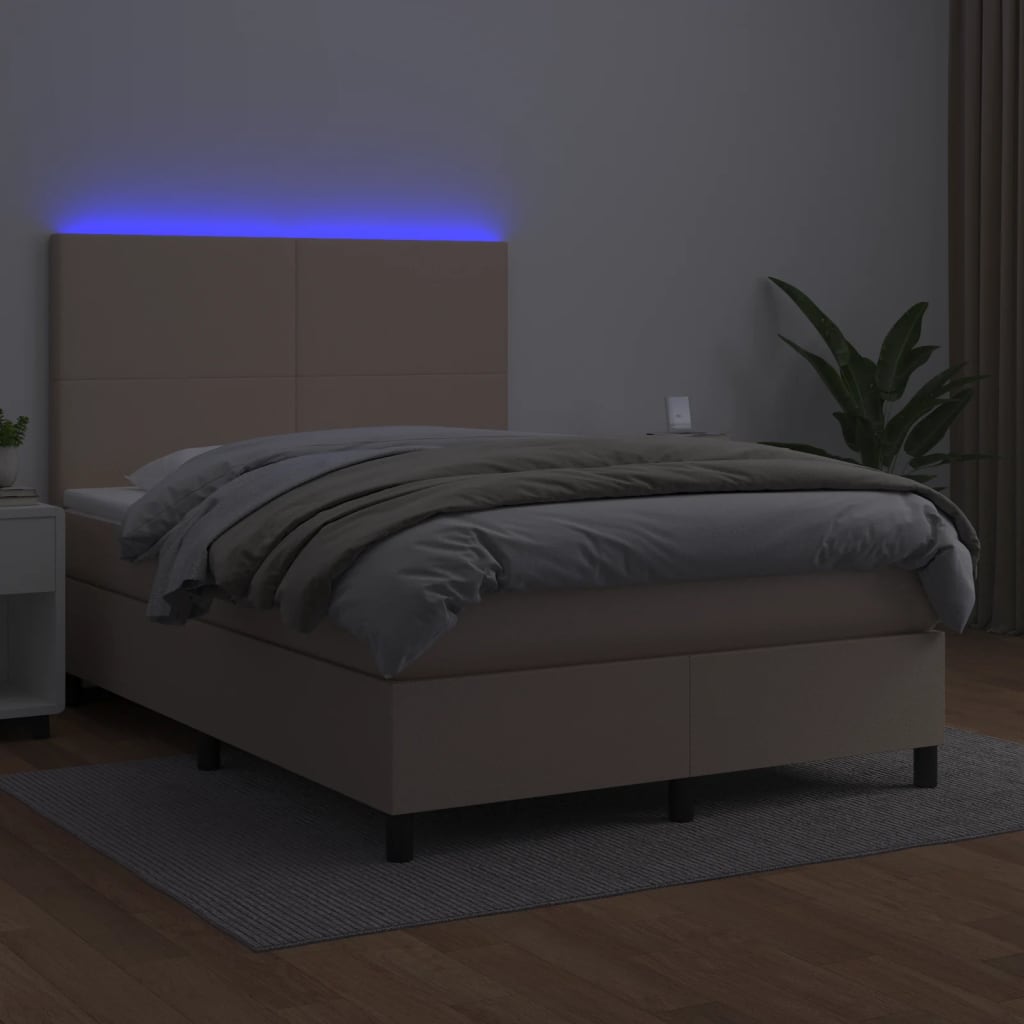 Sommier à lattes de lit avec matelas LED Cappuccino 140x190 cm