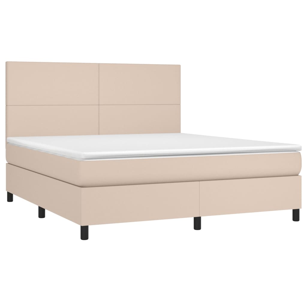 Sommier à lattes de lit avec matelas LED Cappuccino 160x200 cm