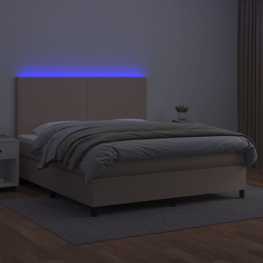 Sommier à lattes de lit avec matelas LED Cappuccino 160x200 cm