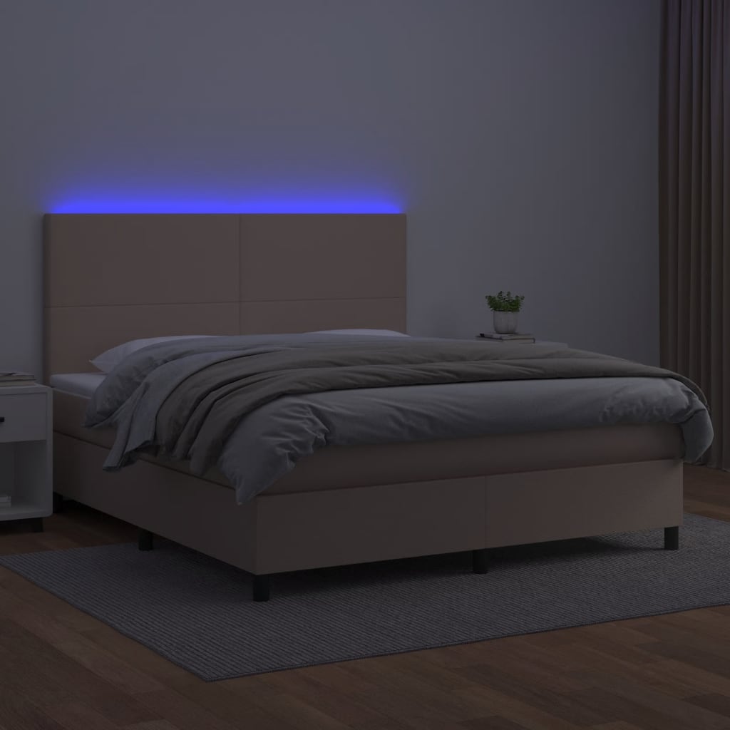 Sommier à lattes de lit avec matelas LED Cappuccino 180x200 cm