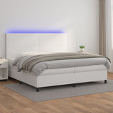 Sommier à lattes de lit avec matelas et LED Blanc 200x200 cm