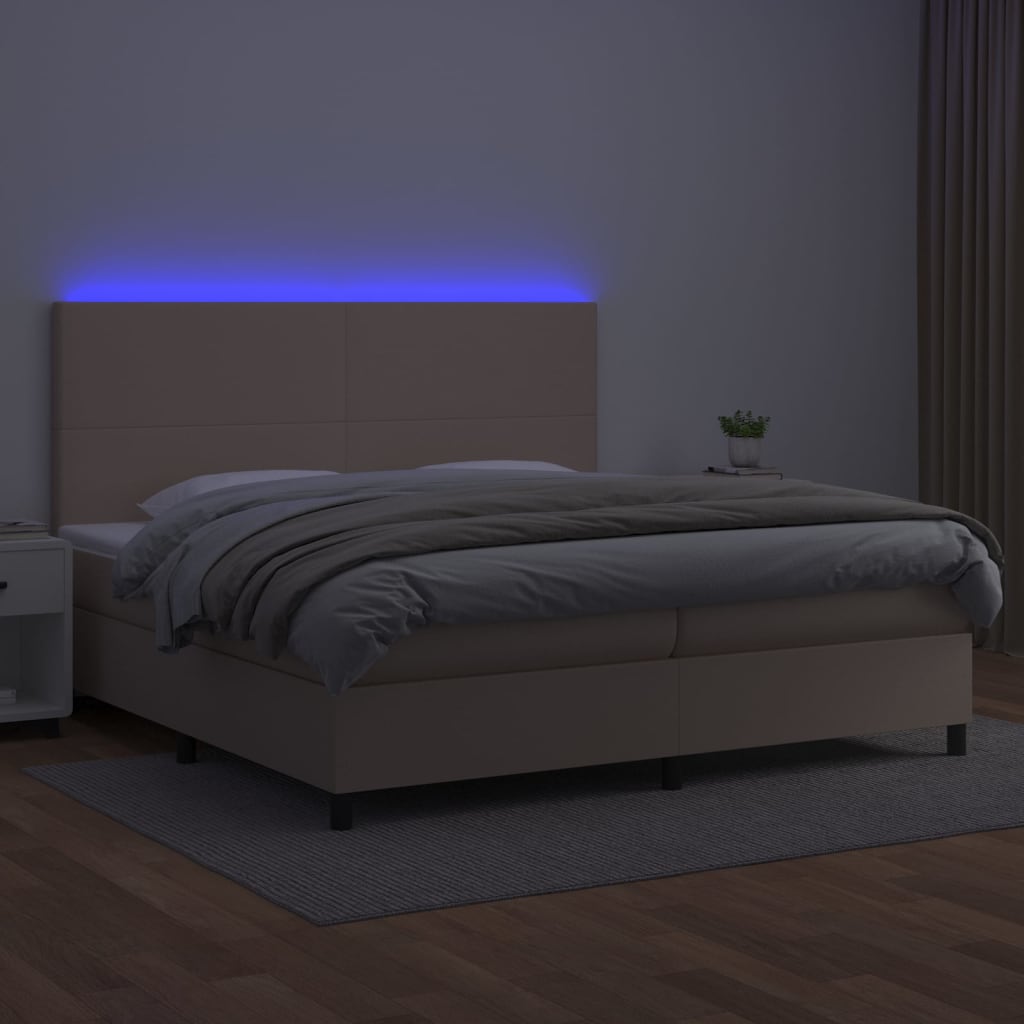 Sommier à lattes de lit avec matelas LED Cappuccino 200x200 cm