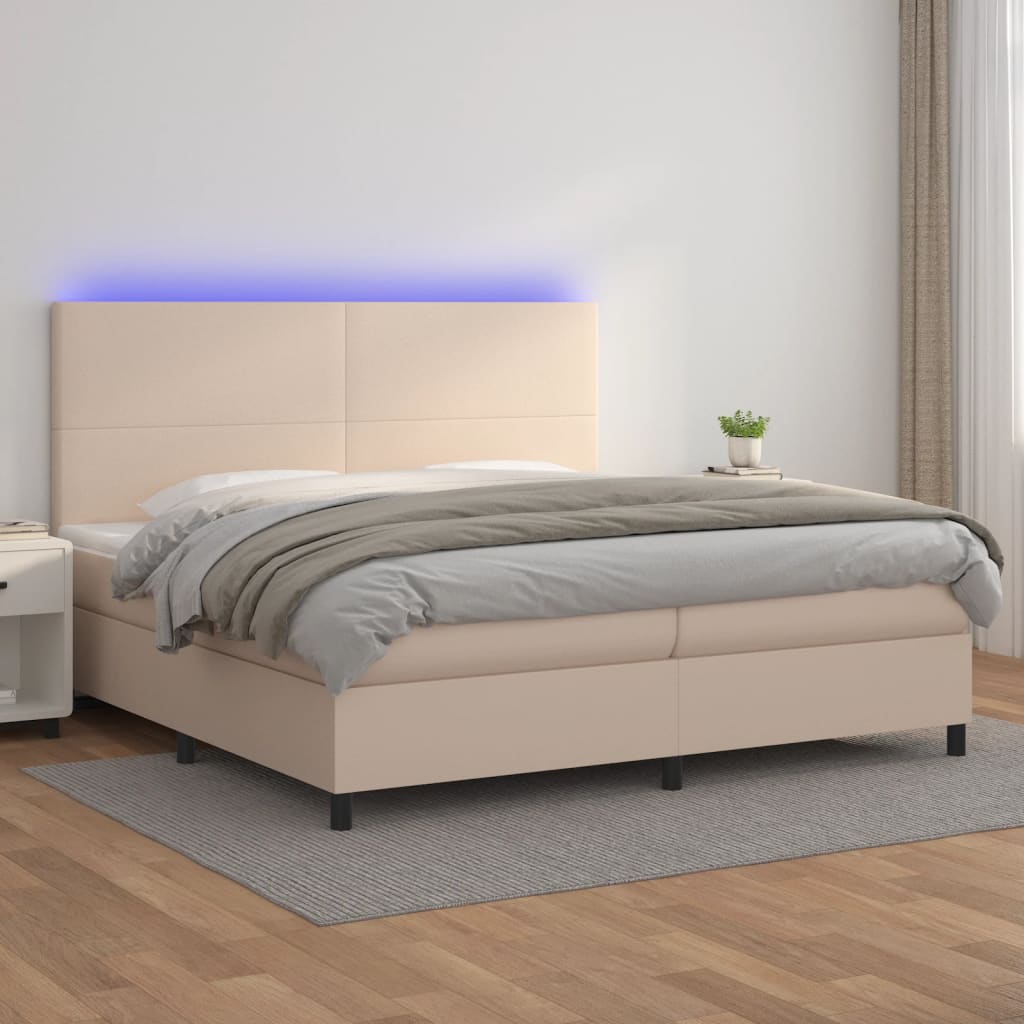 Sommier à lattes de lit avec matelas LED Cappuccino 200x200 cm