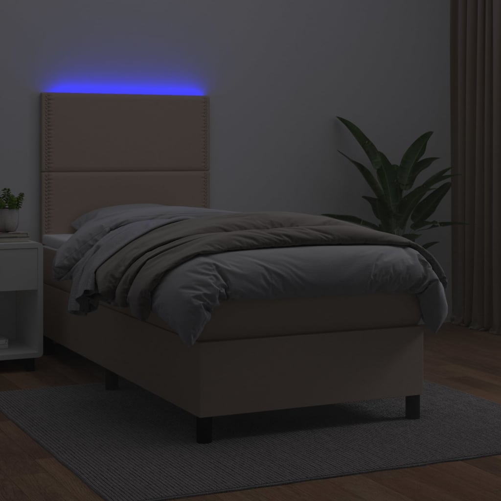 Sommier à lattes de lit avec matelas LED Cappuccino 100x200 cm