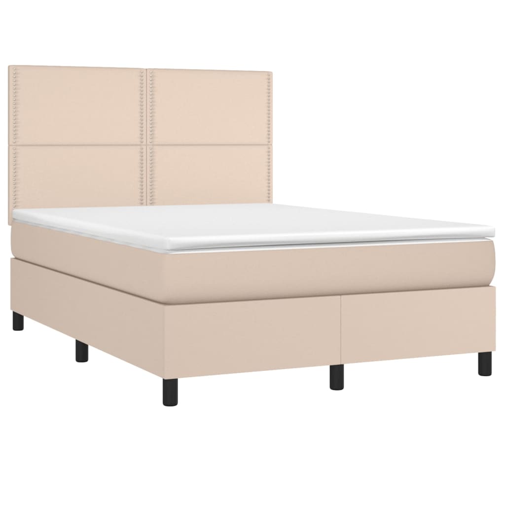 Sommier à lattes de lit avec matelas LED Cappuccino 140x190 cm