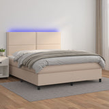 Sommier à lattes de lit avec matelas LED Cappuccino 140x190 cm