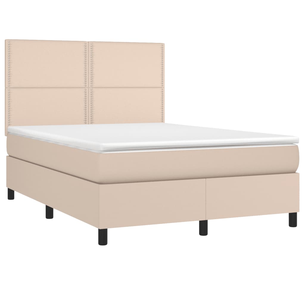 Sommier à lattes de lit avec matelas LED Cappuccino 140x200 cm