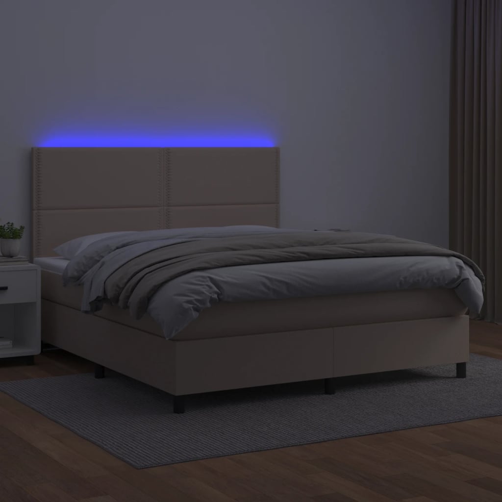 Sommier à lattes de lit avec matelas LED Cappuccino 140x200 cm