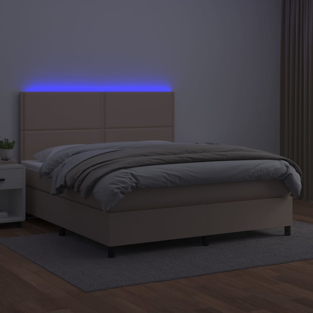 Sommier à lattes de lit avec matelas LED Cappuccino 160x200 cm