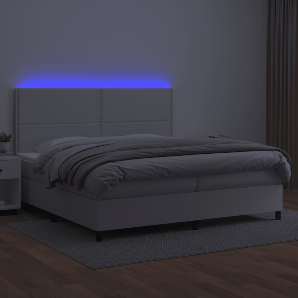 Sommier à lattes de lit avec matelas et LED Blanc 200x200 cm